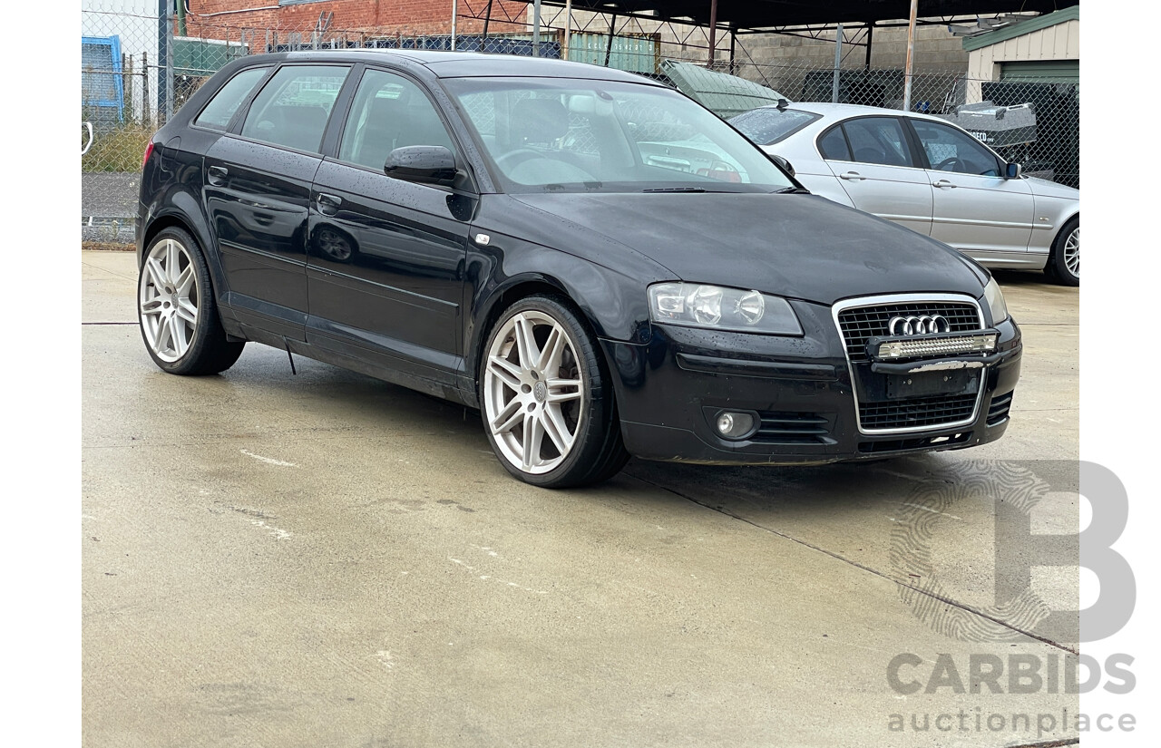 4/2006 Audi A3 Sportback 2.0 FSI Ambition 8P 5d Hatchback Black 2.0L