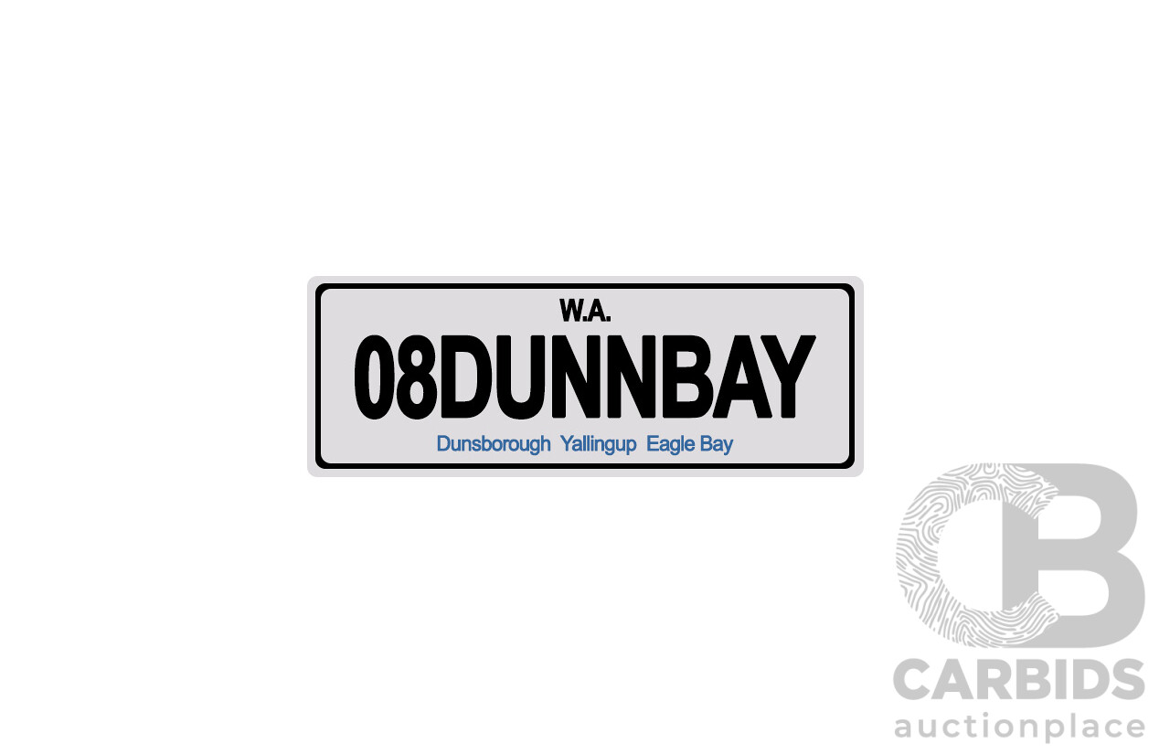 West Australia (WA) Custom Number Plate - 08DUNNBAY