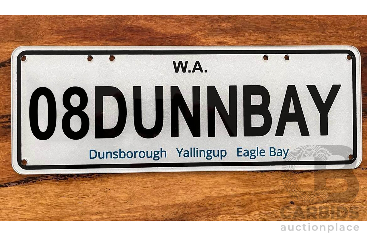 West Australia (WA) Custom Number Plate - 08DUNNBAY