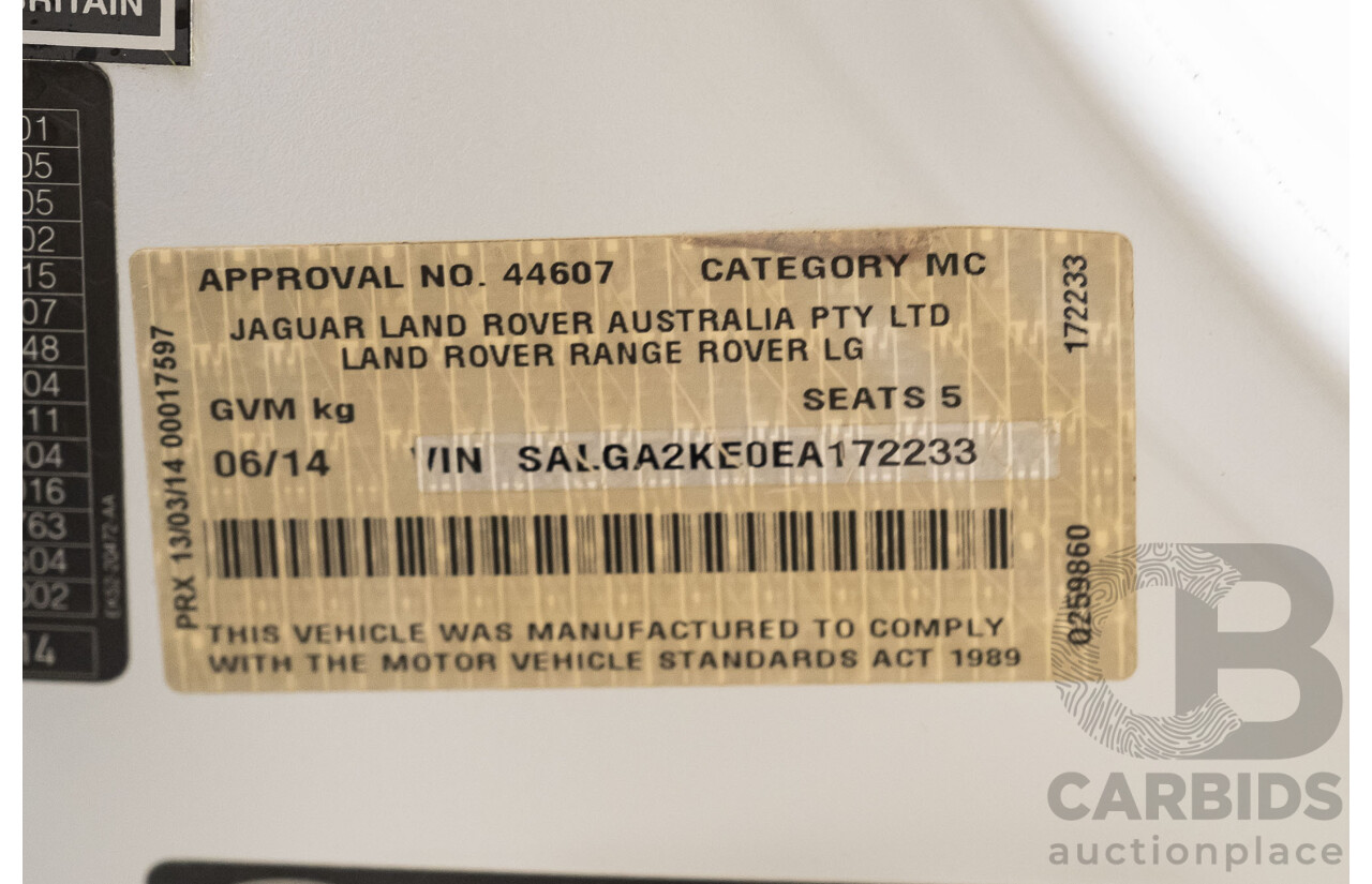 6/2014 Land Rover Range Rover Vogue TDV6 LG MY14.5 4d Wagon White 3.0L Twin Turbo Diesel