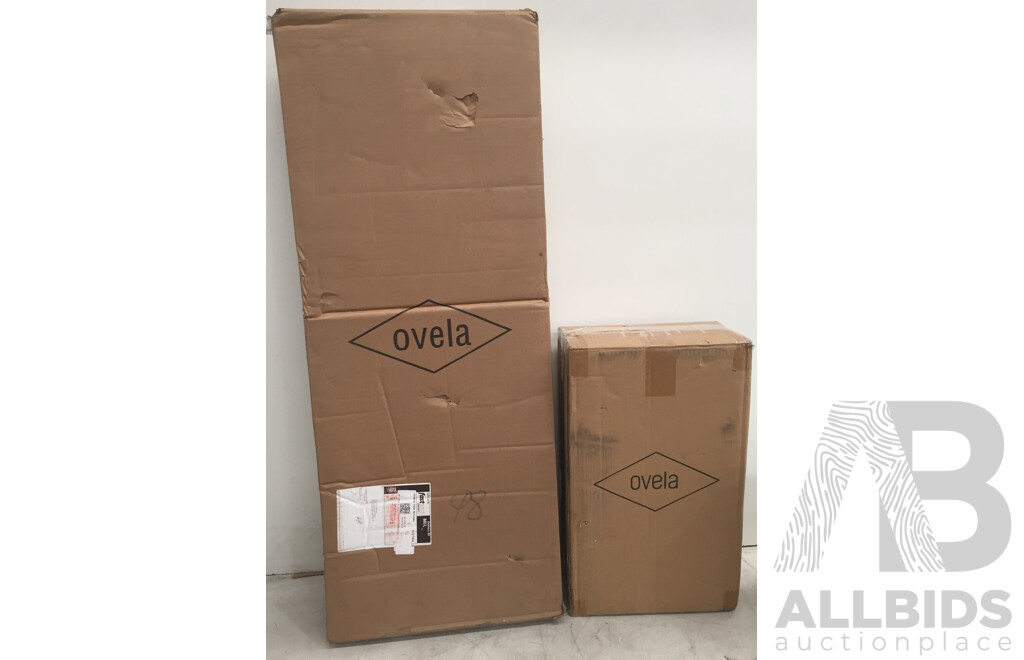 Ovela Olivia 4 Tier Shelf and Bamboo Bathroom Stool - Lot of 2 - Total ORP $140.00