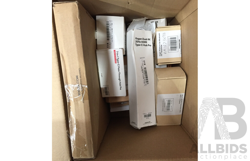 Bulk Lot of Assorted Kogan Multimedia Accessories, Gadgets, Car, and Household Items - Estimated Total ORP $294.98