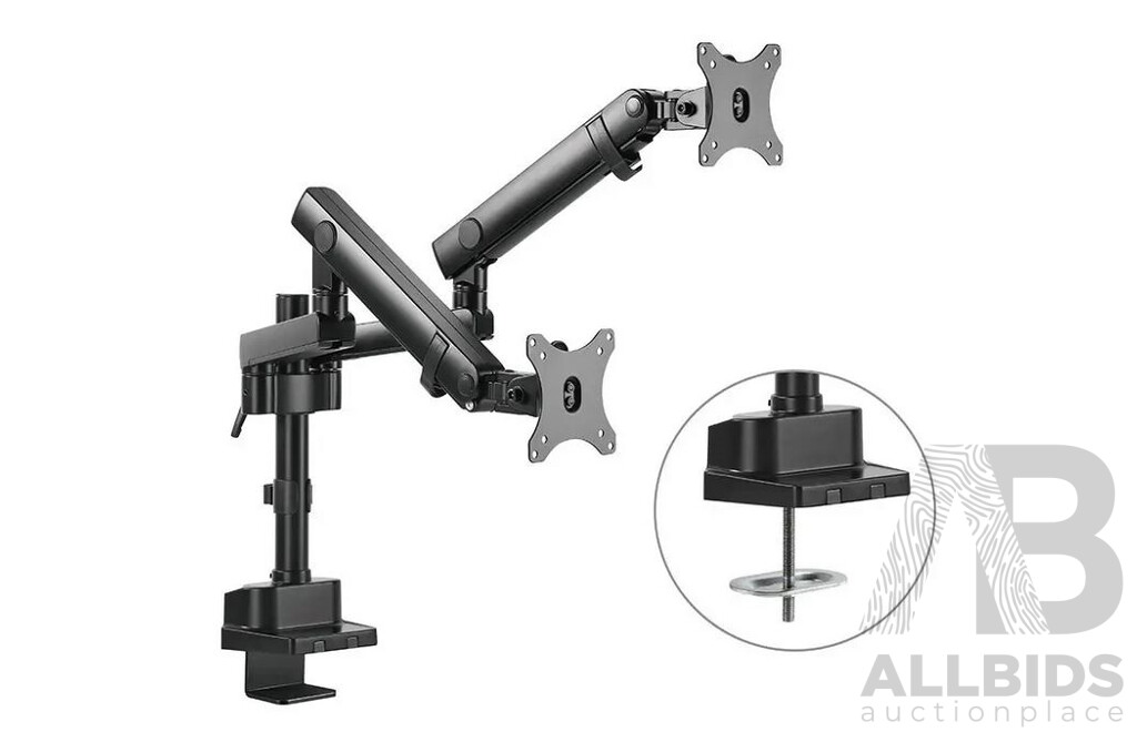 Kogan Full Motion Spring-Assisted Height Adjustable Dual Monitor Mount Pro (Ostia Series - Black)