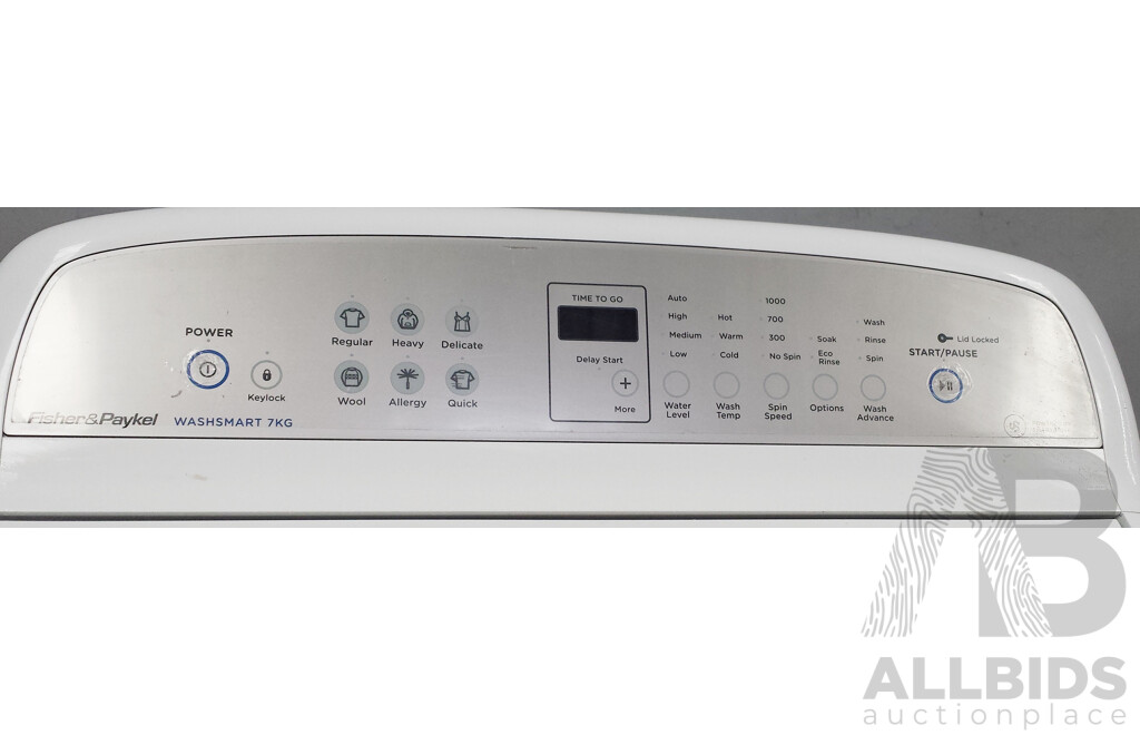 Fisher and Paykel Washsmart 7.0kg Top Loader Washing Machine