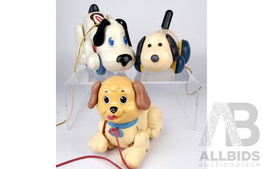 Collection Three Vintage Pull Along Childrens Toys