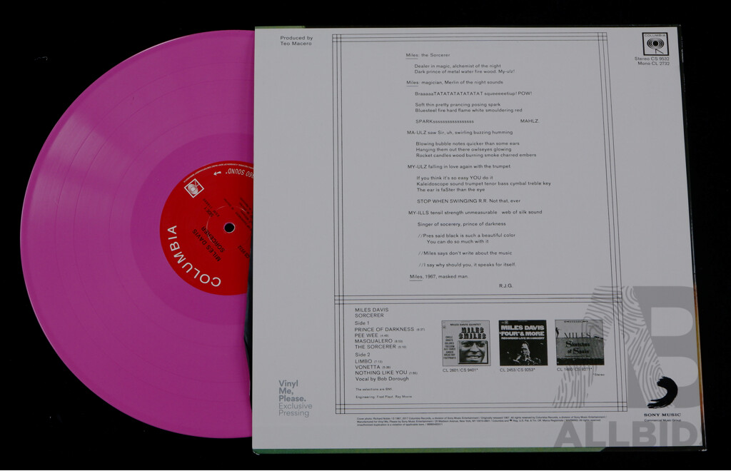 Rare Pink Vinyl Edition, Miles Davis, Sorcerer, Vinyl LP Record, CS9532