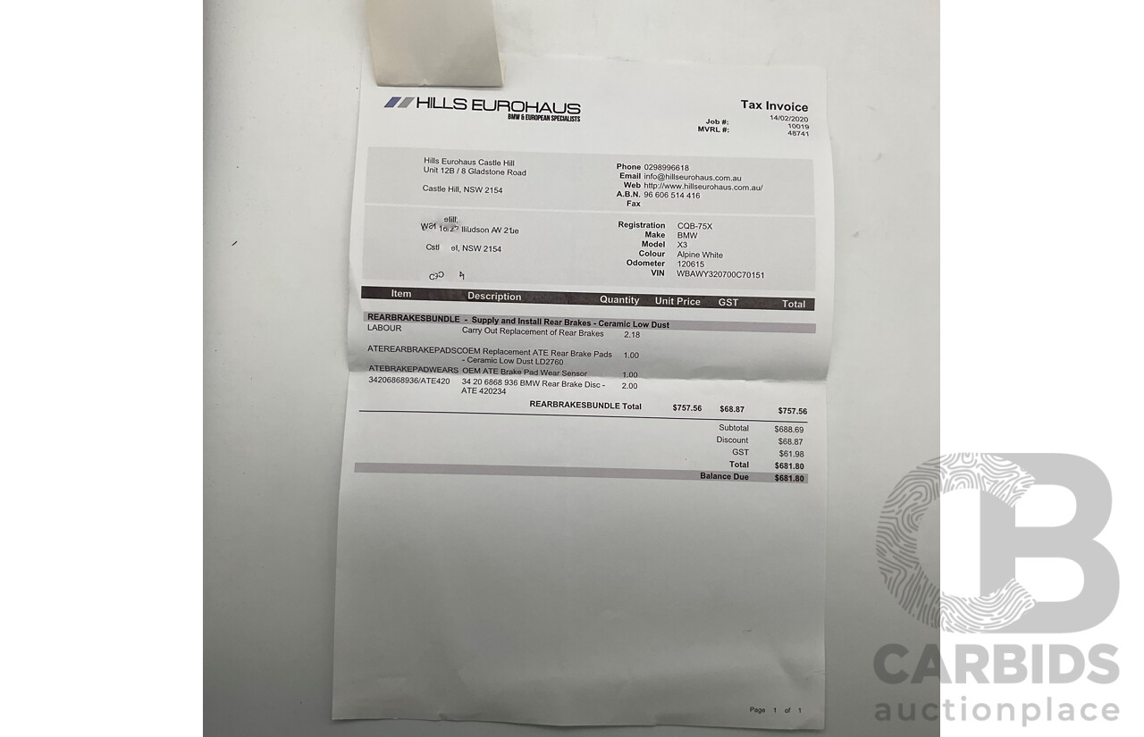 11/2013 BMW X3 X-drive 20d M-Sport F25 MY13 4d Wagon White Turbo Diesel 2.0L