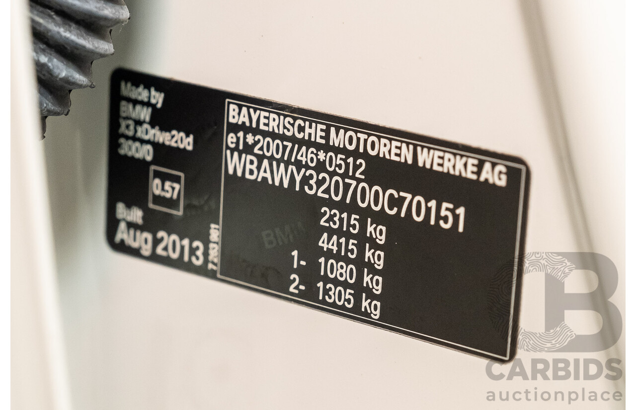 11/2013 BMW X3 X-drive 20d M-Sport F25 MY13 4d Wagon White Turbo Diesel 2.0L