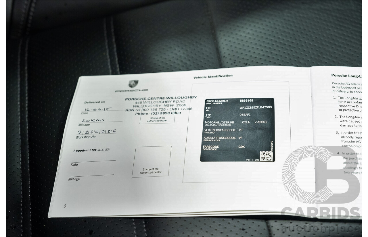 6/2015 Porsche Macan Turbo MY15 4d Wagon Metallic Black/Blue Turbo 3.6L V6