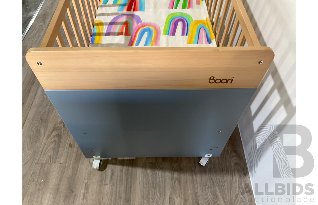 BOORI Neat Compact Cot Blueberry + Almond (B-NECCO/BAAD)  and BOORI Mattress - ORP $499.95