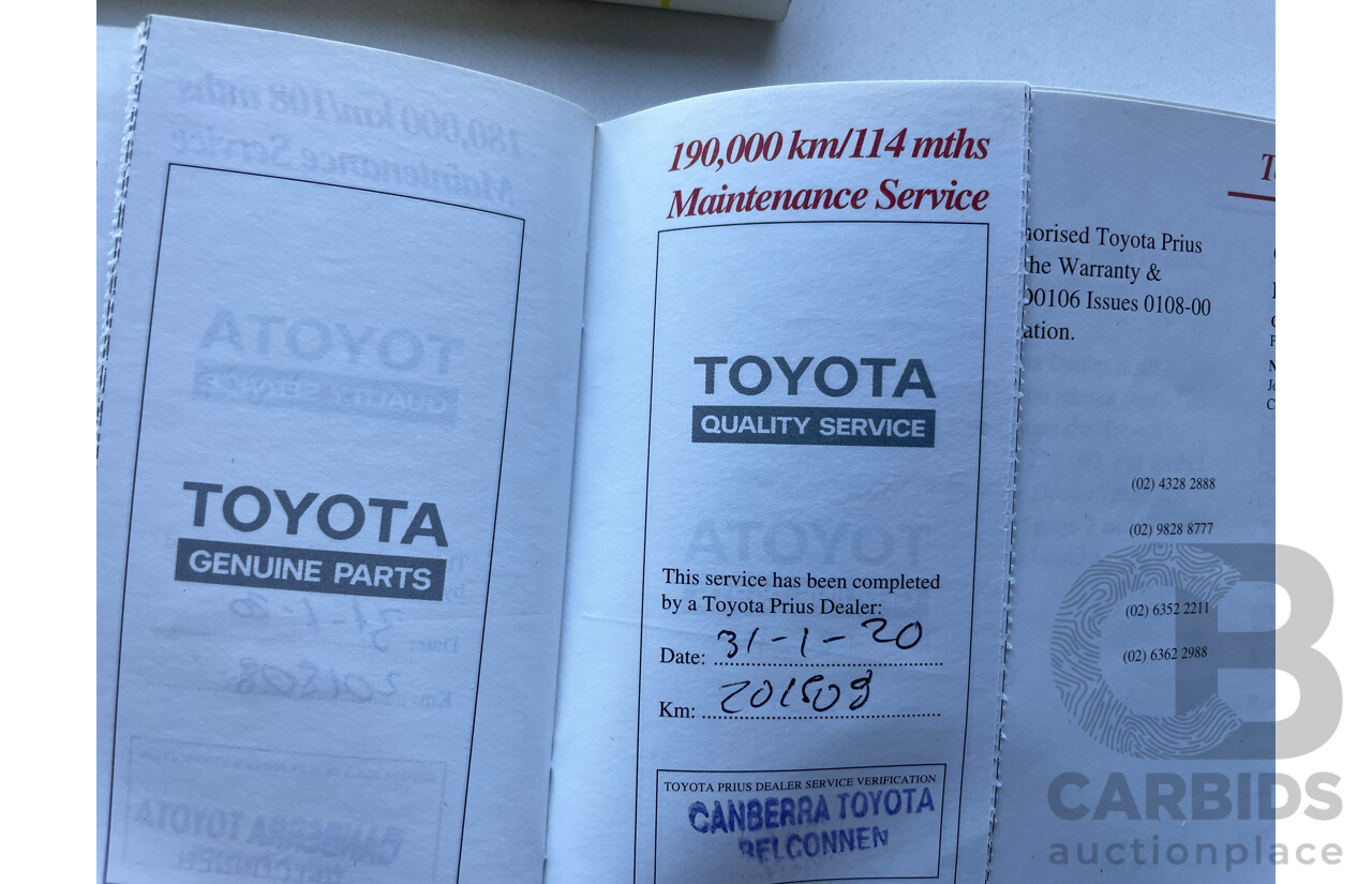 7/2004 Toyota Prius Hybrid NHW20R 5d Hatchback Green 1.5L
