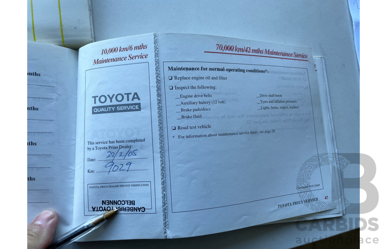 7/2004 Toyota Prius Hybrid NHW20R 5d Hatchback Green 1.5L