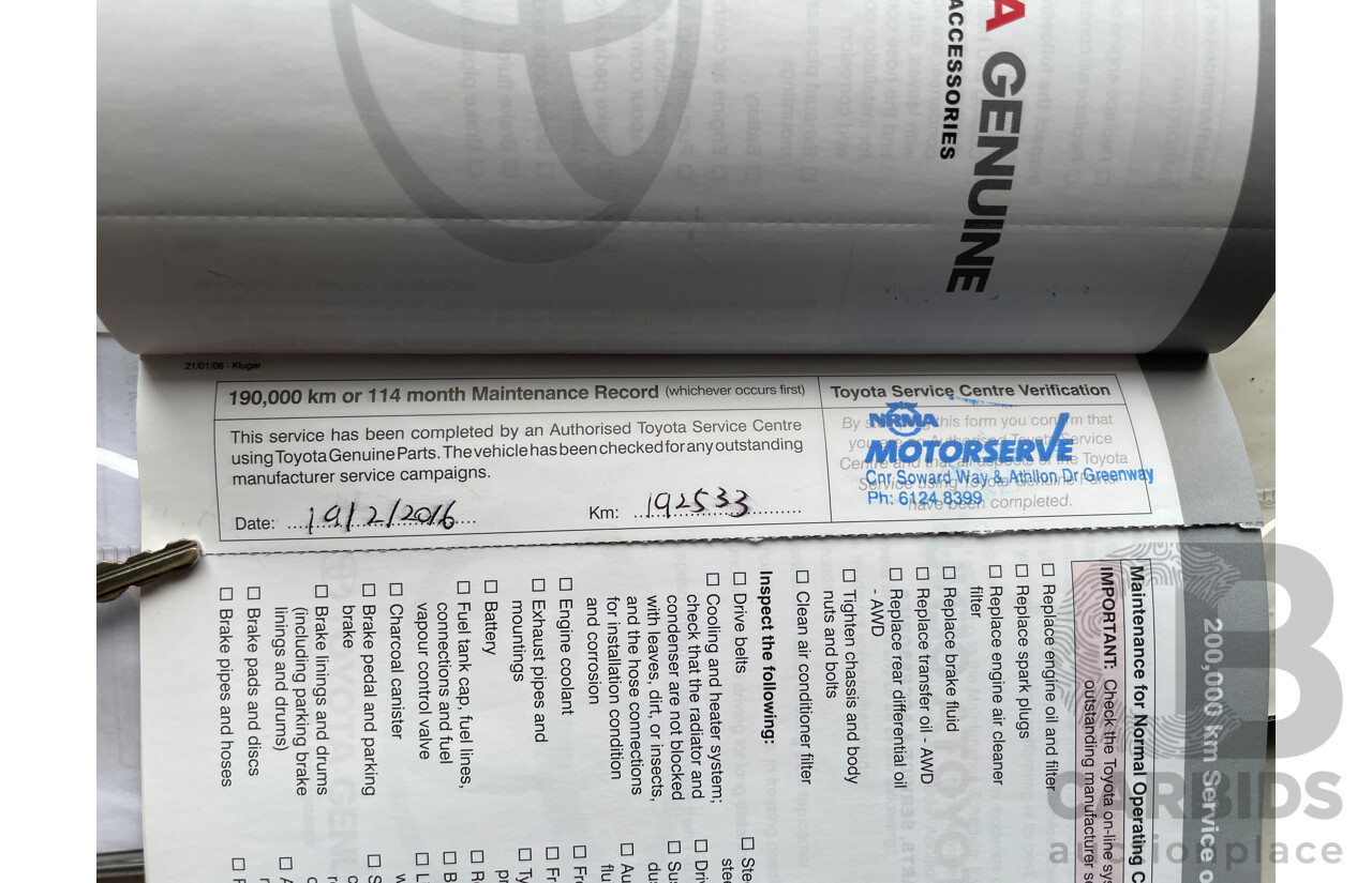 4/2008 Toyota Kluger KX-S (fwd) GSU40R 4d Wagon Silver 3.5L