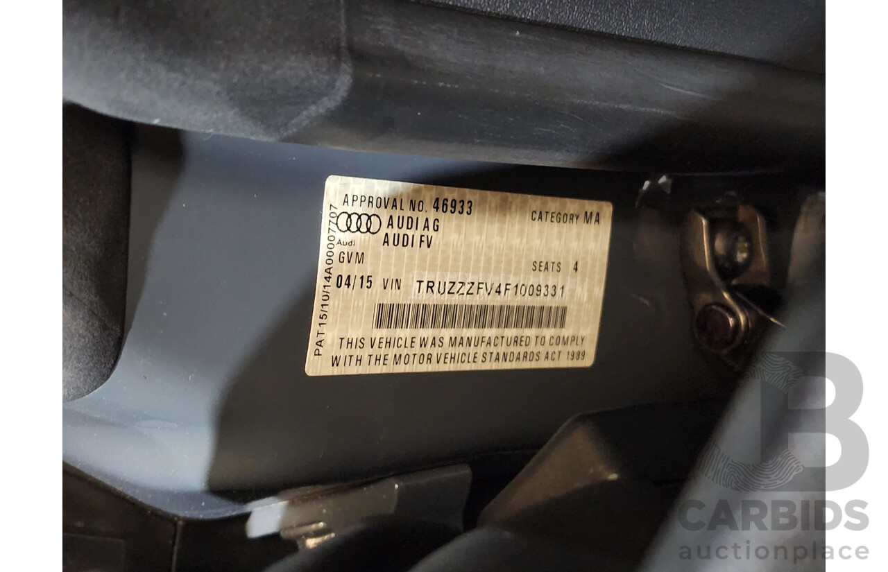 4/2015 Audi TT 2.0 TFSI Quattro Sport FV 2d Coupe Nano Grey Turbo 2.0L