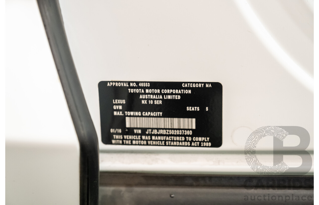 1/2016 Lexus NX300h F Sport Hybrid (AWD) AYZ15R 4d Wagon White 2.5L