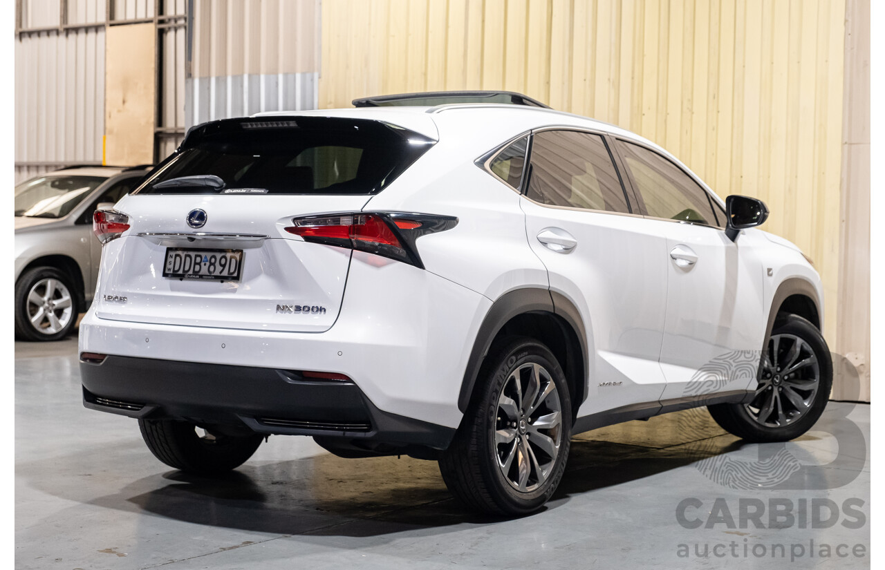 1/2016 Lexus NX300h F Sport Hybrid (AWD) AYZ15R 4d Wagon White 2.5L