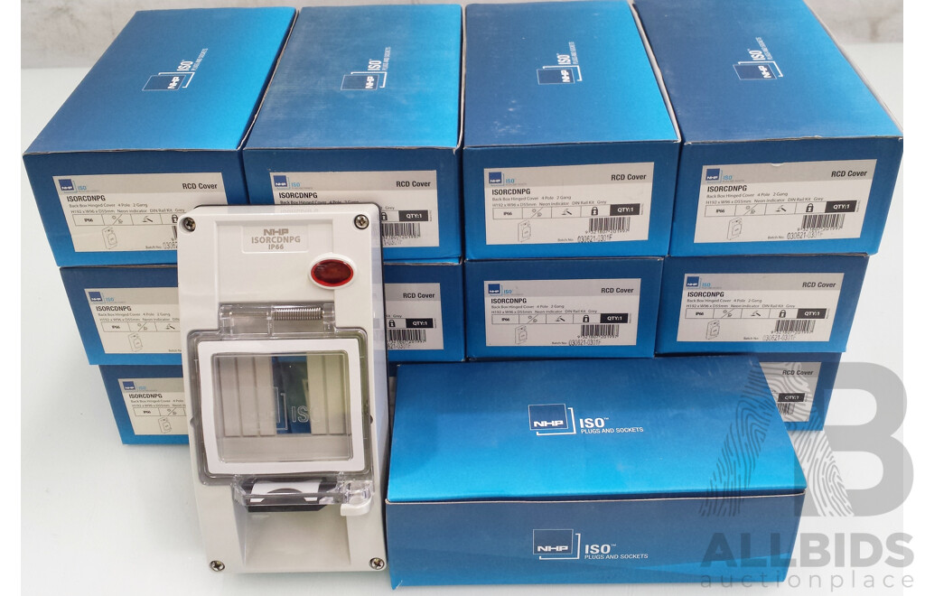 NHP 2 Gang RCD Covers - Grey - Lot of 13 - Brand New