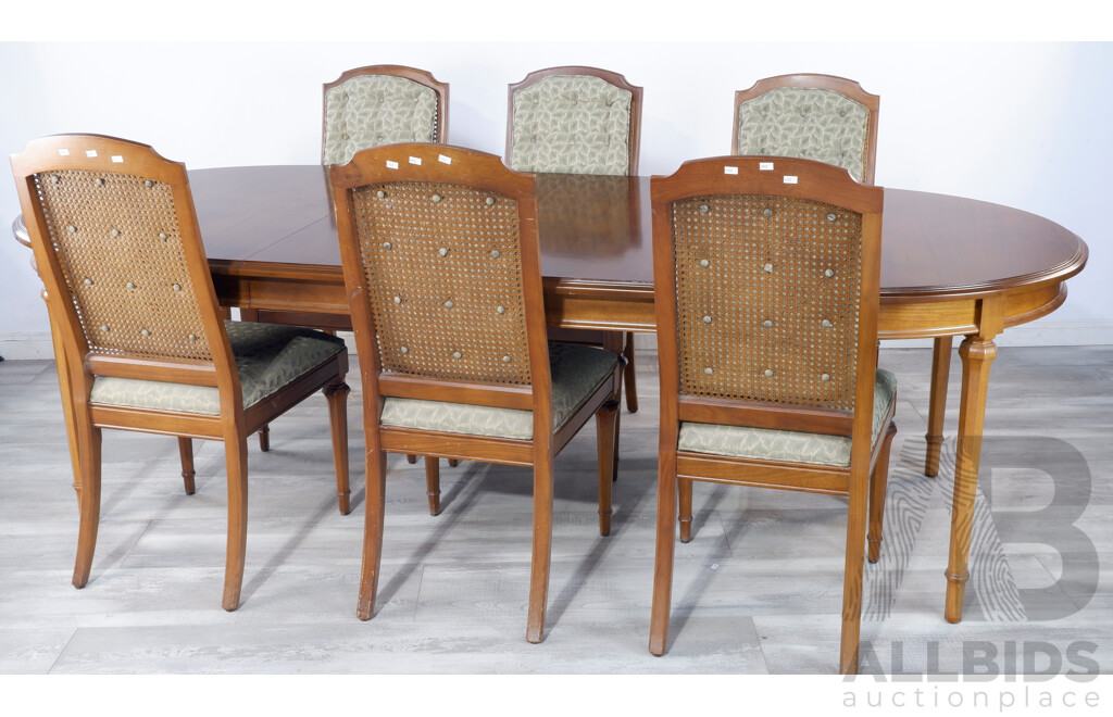 Vintage Van Treight Extension Dining Table with Six High Back Dining Chairs