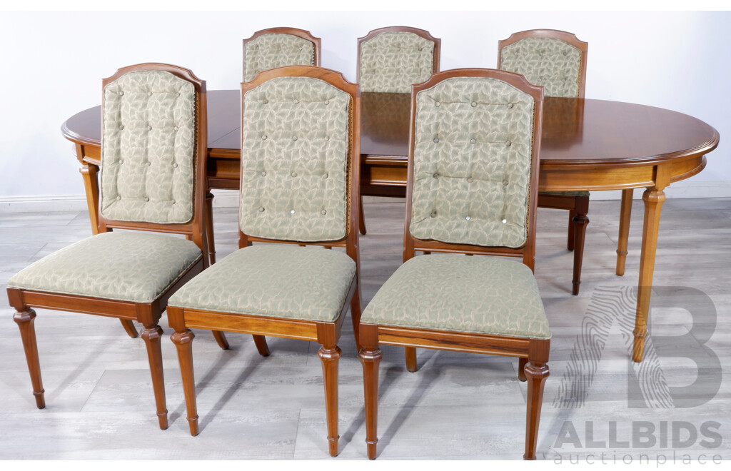Vintage Van Treight Extension Dining Table with Six High Back Dining Chairs