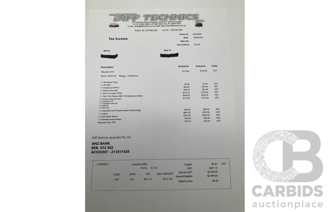 02/1998 Mitsubishi Lancer Evolution V AWD (Evo 5) 4d Sedan White Turbocharged 2.0L - Import