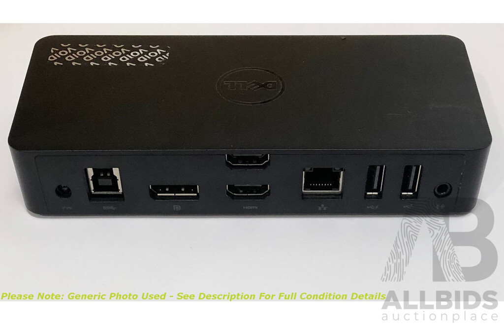Dell (D3100) UHD 4K USB 3.0 Docking Station w/ Power Supply & Cables