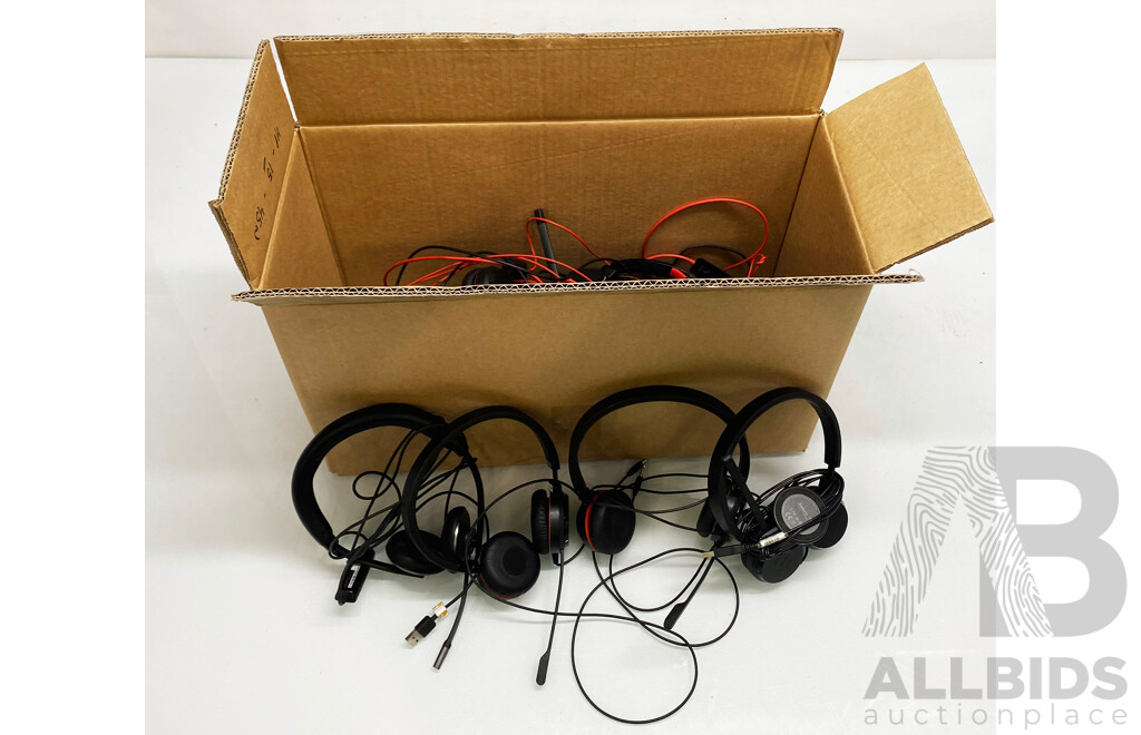 Box of Assorted Plantronics/Jebra/Poly Headset