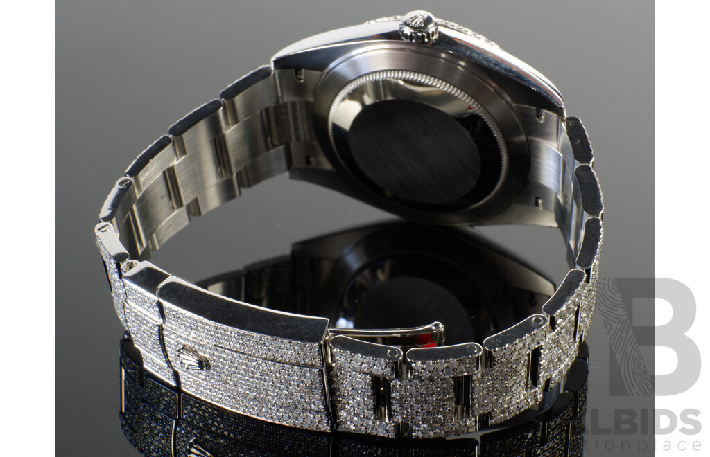 Rolex Wimbledon Datejust Watch 'Fully Iced' with 6ct TDW F SI Diamonds