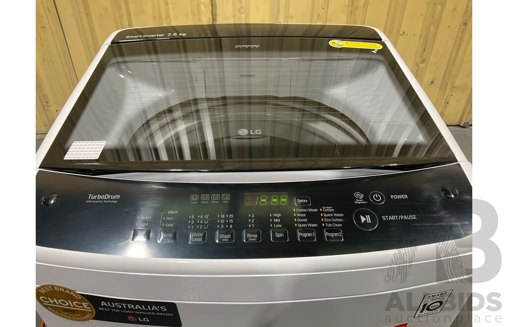 LG 7.5kg Top Load Washing Machine with Smart Inverter Motor - ORP $959