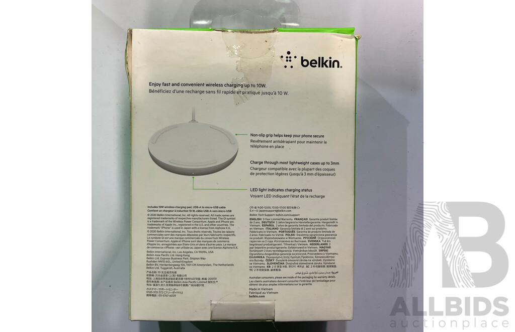 BELKIN Boost Charge Wireless Charging Dual Pads 15W & Wireless Charging Pad 10W  -  Lot of 2 - ORP $158.00