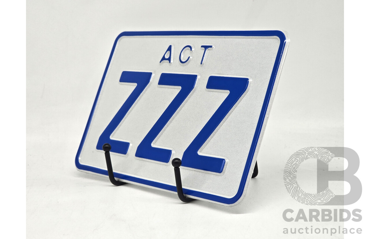 ACT 3 Character Motor Vehicle Number Plate - ZZZ