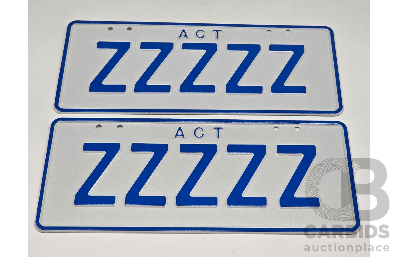 ACT 5 Character Motor Vehicle Number Plate - ZZZZZ