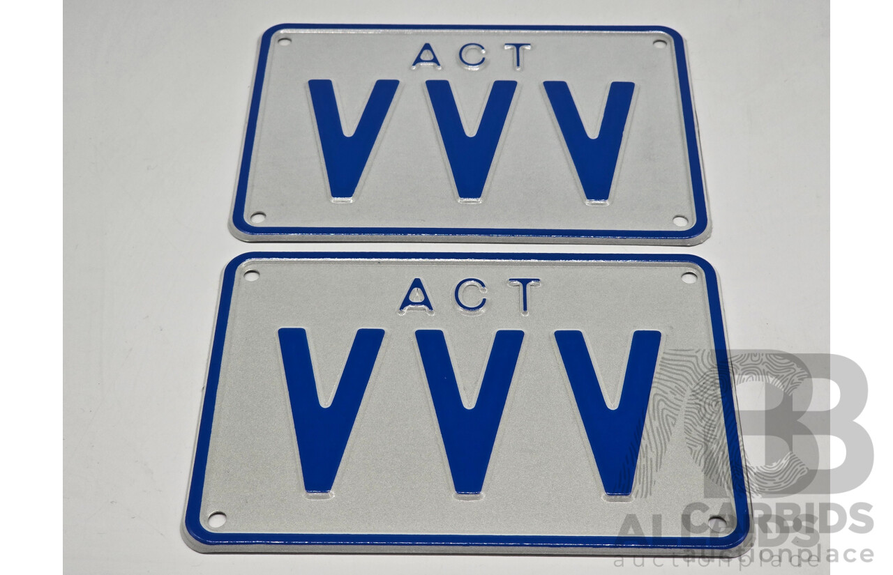 ACT 3 Character Motor Vehicle Number Plate - VVV