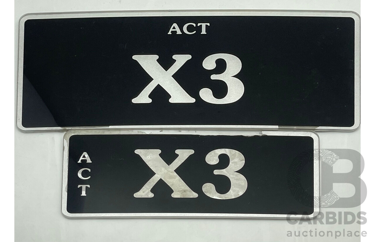 ACT 2 Character Motor Vehicle Number Plate - X3
