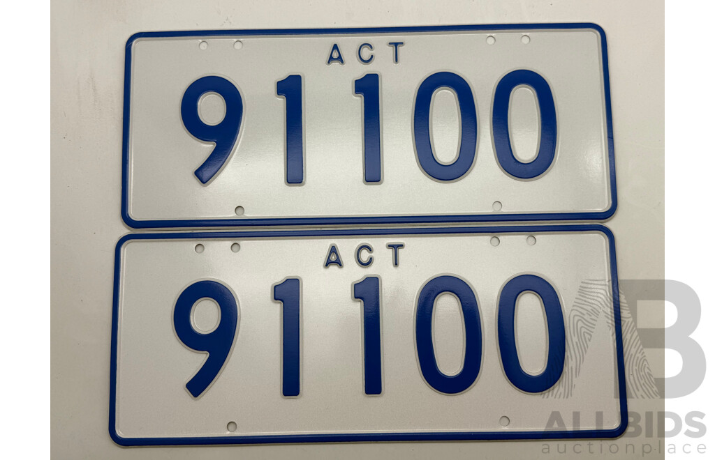 ACT 5-Digit Number Plate 91100 - Lot 1597653 | CARBIDS