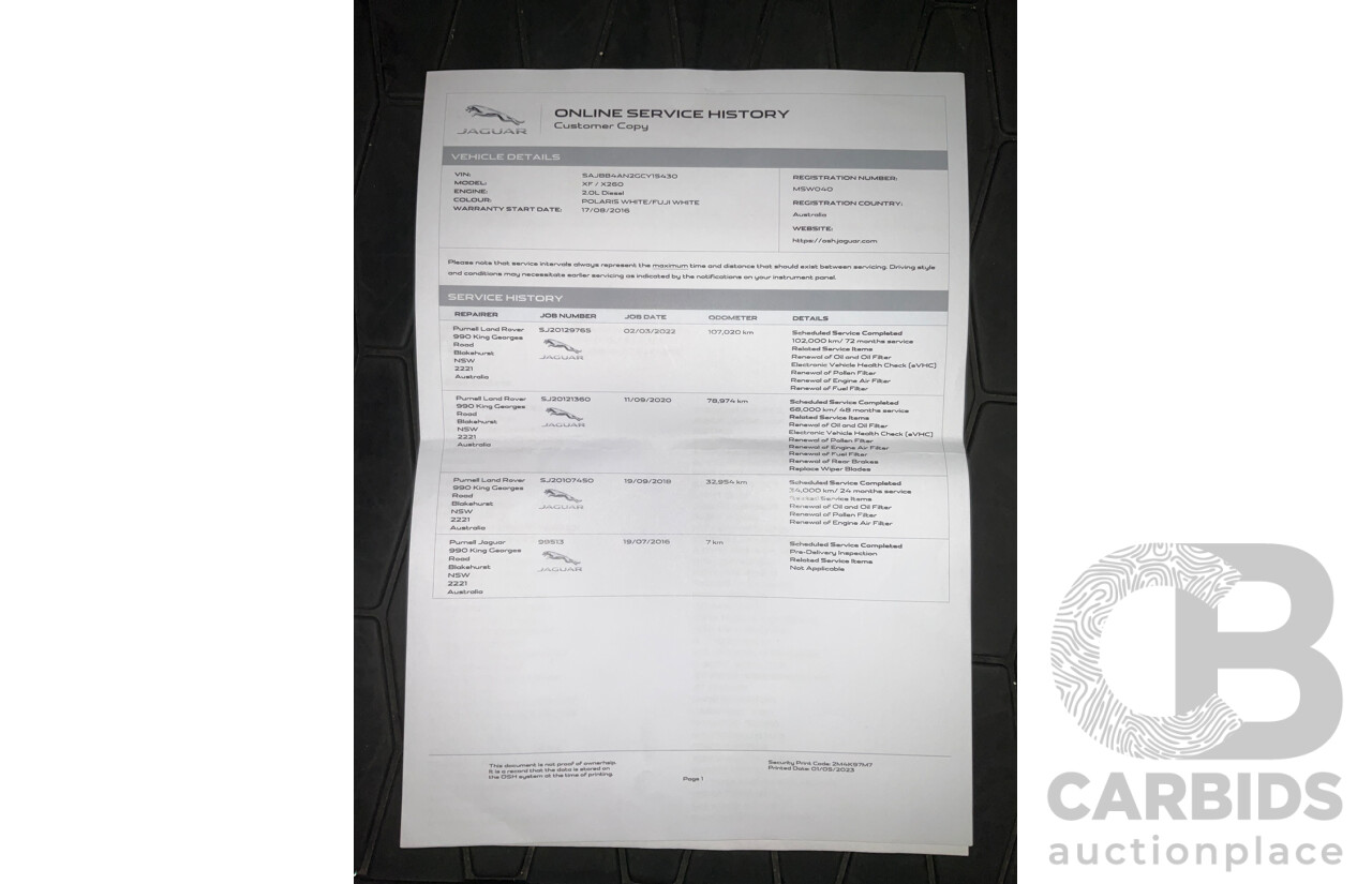 3/2016 Jaguar XF X260 Sedan - White - 2016