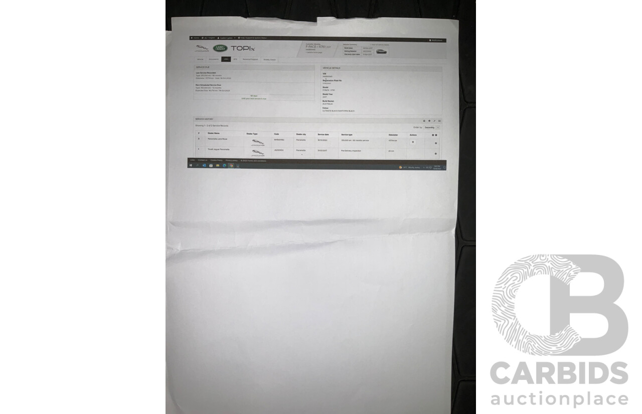 3/2017 Jaguar F-Pace 30d S (AWD) X761 4d Wagon Ultimate Black Turbo Diesel V6 3.0L