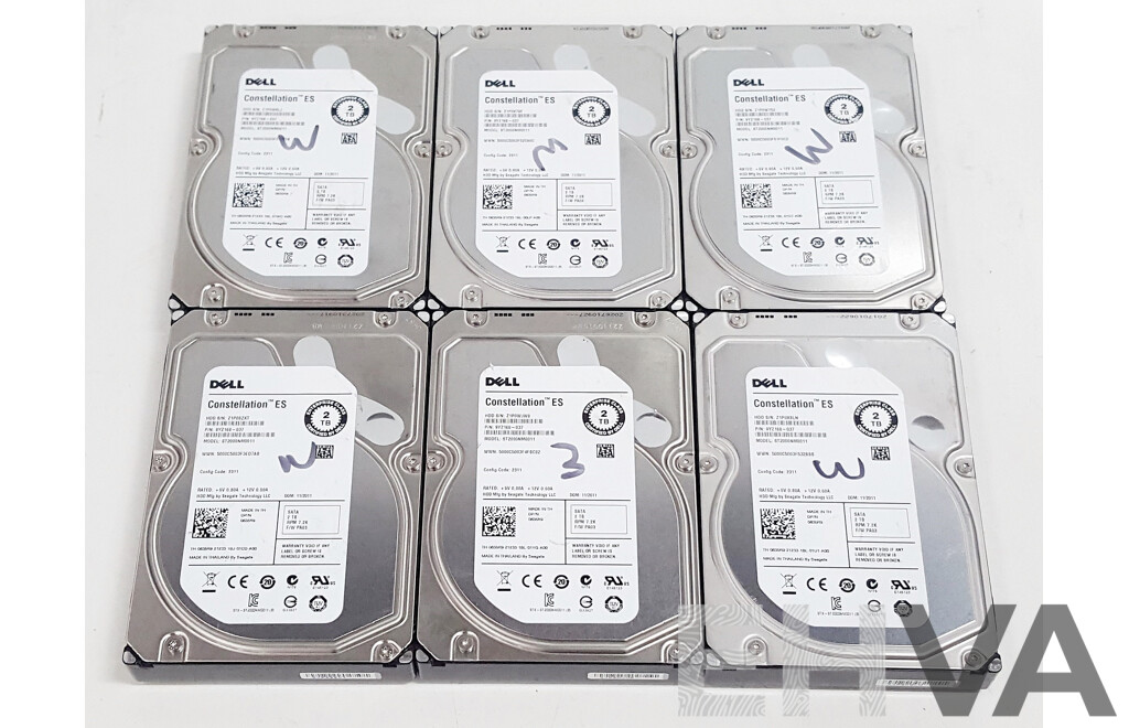 Dell 2TB SATA 3.5-Inch Hard Drives - Lot of Six