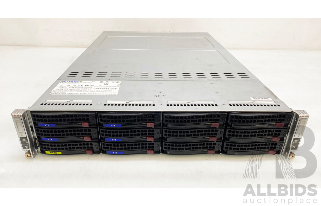 Nutanix (NXS2U2NL12G400) 2RU Dual-Node Server W/ 1x Dual Intel Xeon (2620 V3) 2.4GHz-3.2GHz 6-Core CPU 216GB DDR4 RAM Node