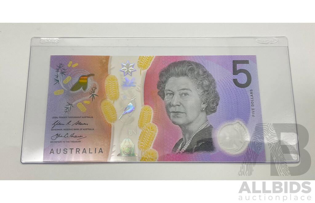 Australian Polymer Five Dollar Notes, Ten Consecutive Sequential Zero AG161825610 - AG161825700