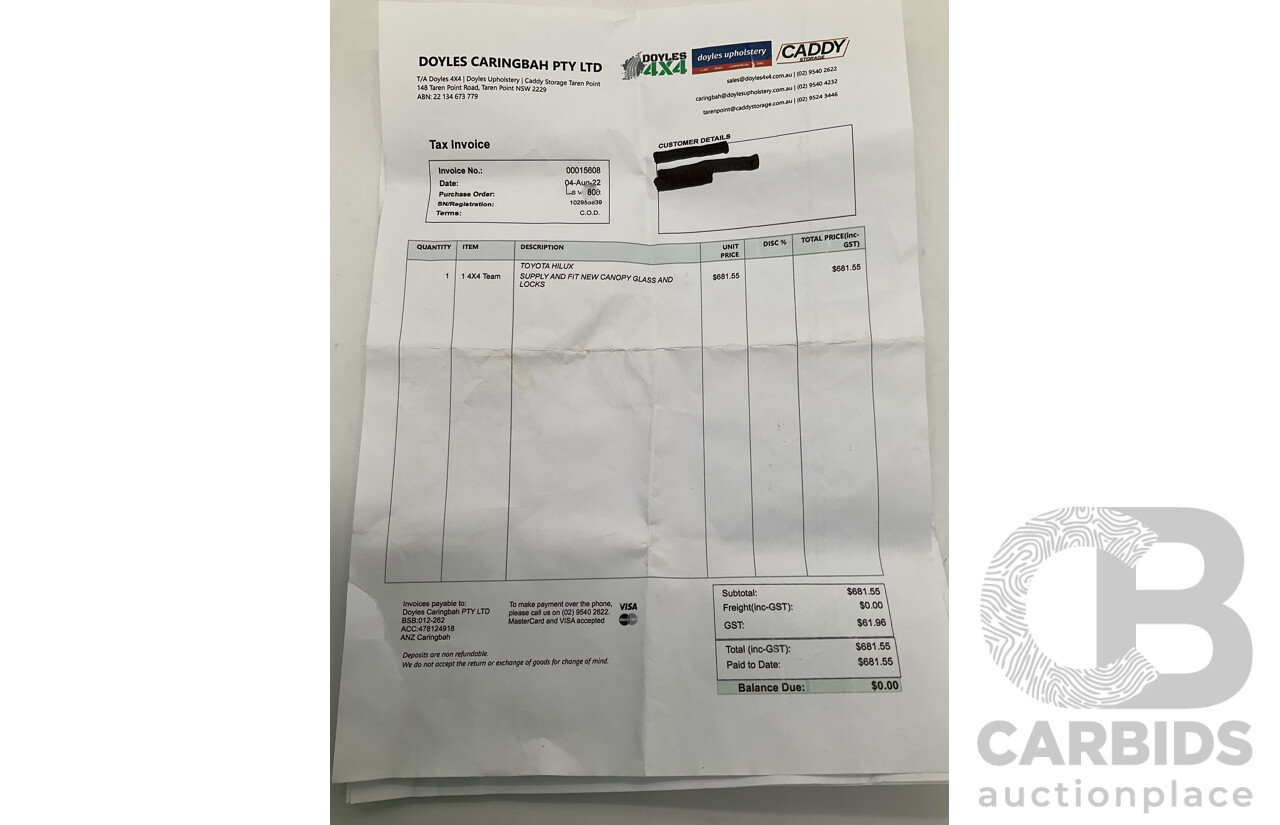 3/2005 Toyota Hilux  RZN149R Dual Cab P/Up Workmate White 2.7L