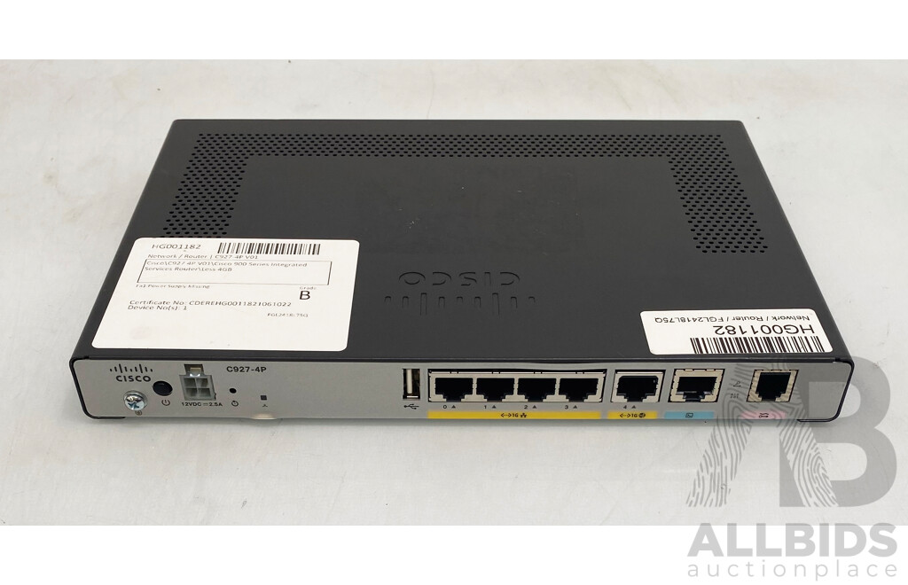 Cisco (C927-4P) Cisco 900 Series - Lot 1526393 | ALLBIDS