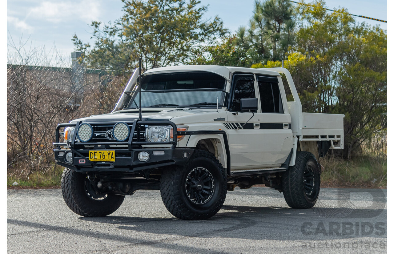 3/2015 Toyota Landcruiser GXL (4x4) VDJ79R Double C/Chas White 4.5L Turbo Diesel V8