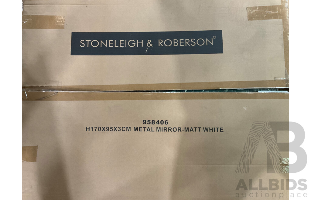 STONELEIGH & ROBERSON Metal Mirror - Matt White (170x95x3 Cm) - ORP $399.00