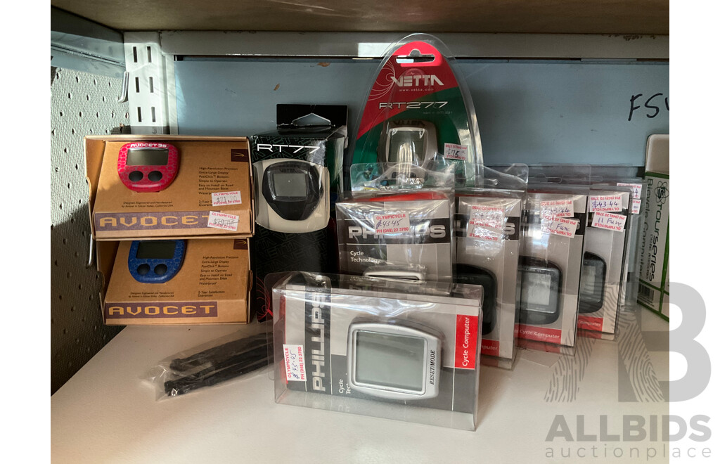 Bulk Lot of Bicycle Speedometers/Computers Including Shimano, Bicycle Company, Avocet and More - Total 20