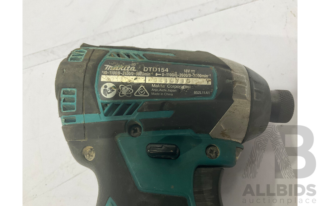 MAKITA (DTD154) 18V Cordless Brushless Impact Driver Skin - Approximate ORP $300