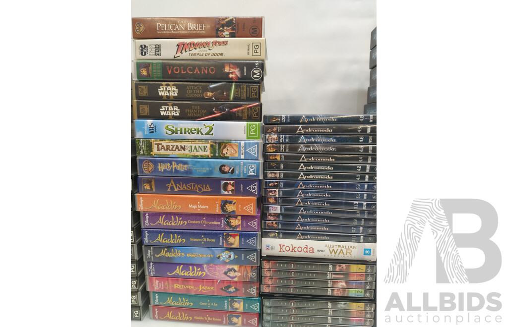 Mixed DVD and VHS - Lot of 64