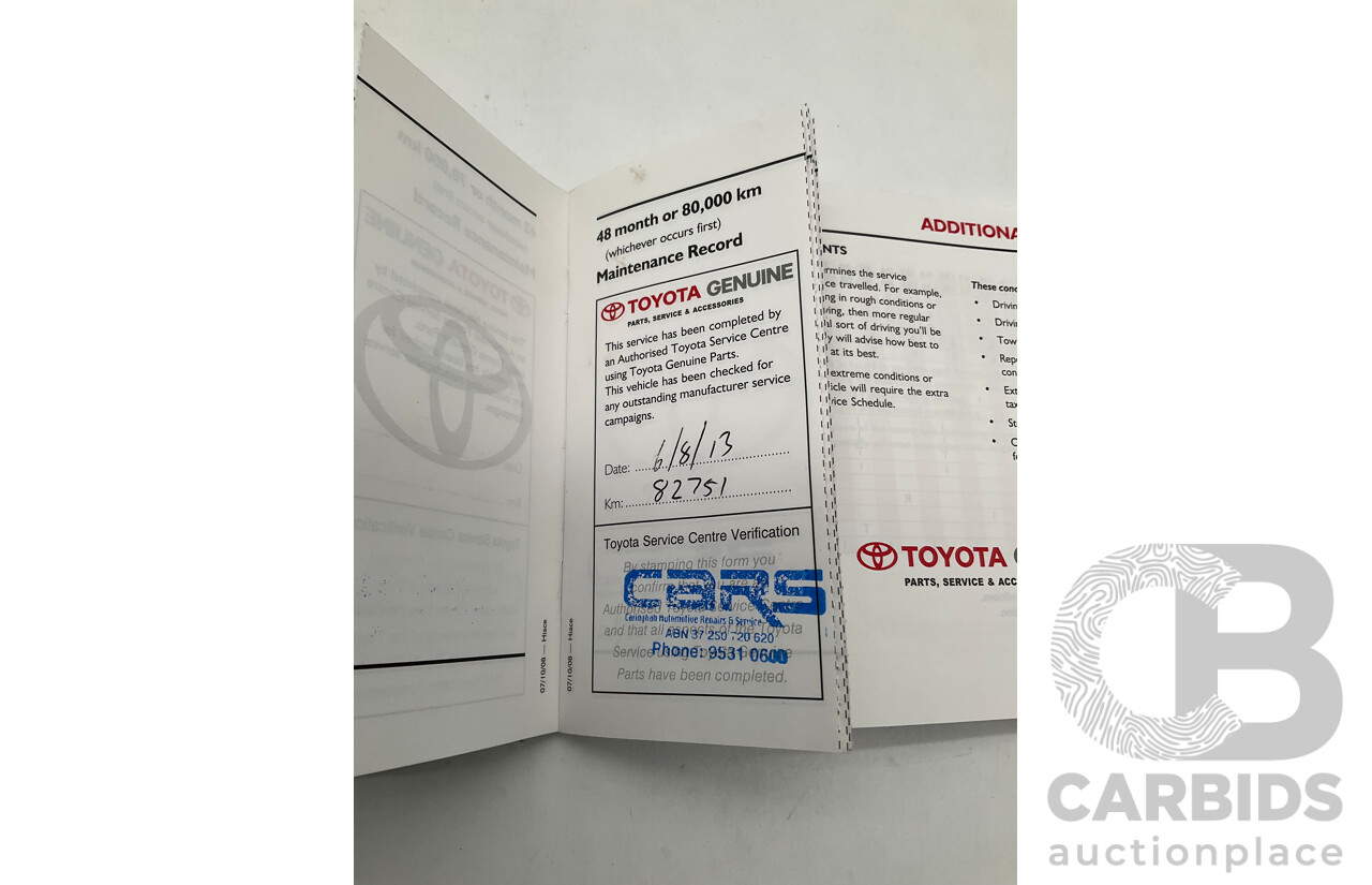 10/2009 Toyota Hiace LWB TRH201R MY07 Upgrade 4d Van White 2.7L