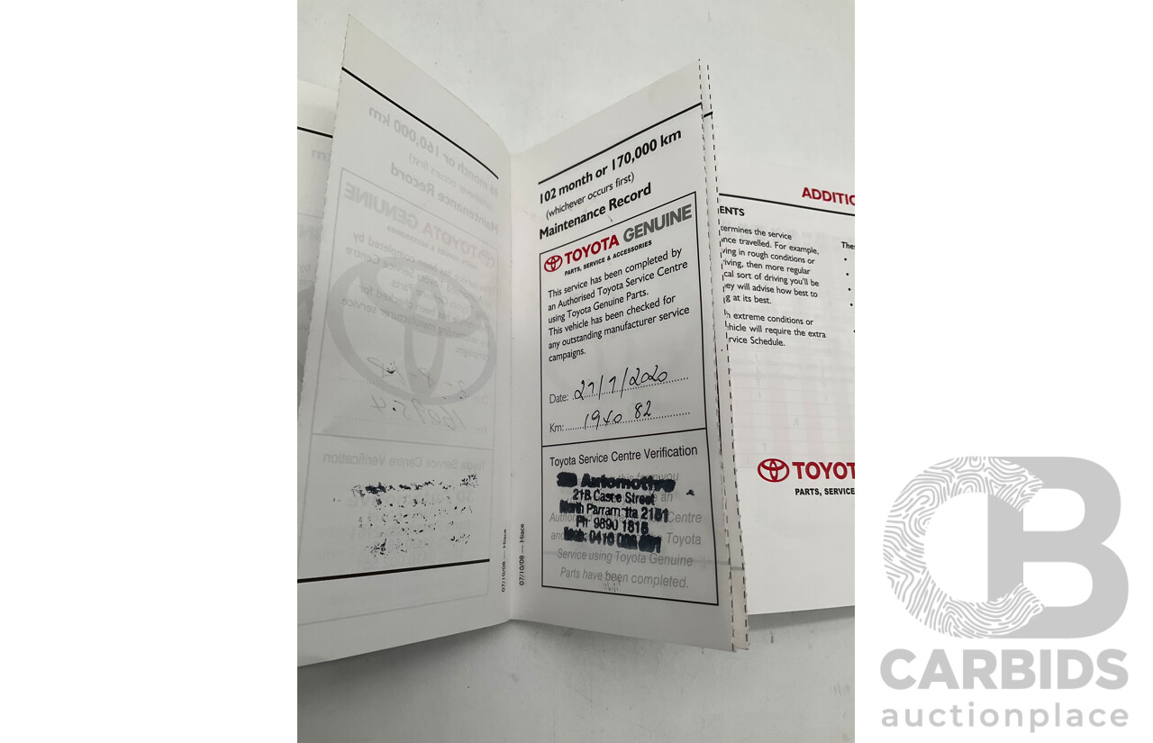 10/2009 Toyota Hiace LWB TRH201R MY07 Upgrade 4d Van White 2.7L