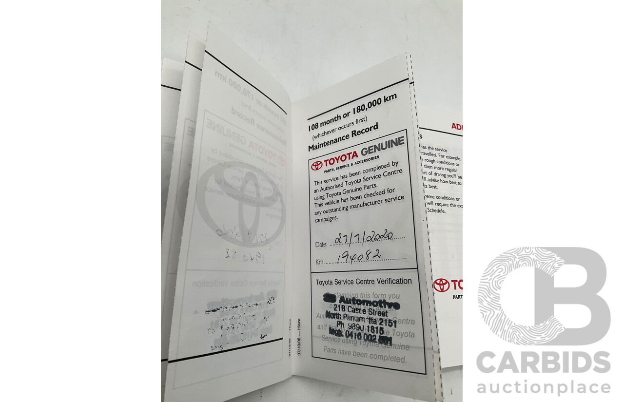 10/2009 Toyota Hiace LWB TRH201R MY07 Upgrade 4d Van White 2.7L