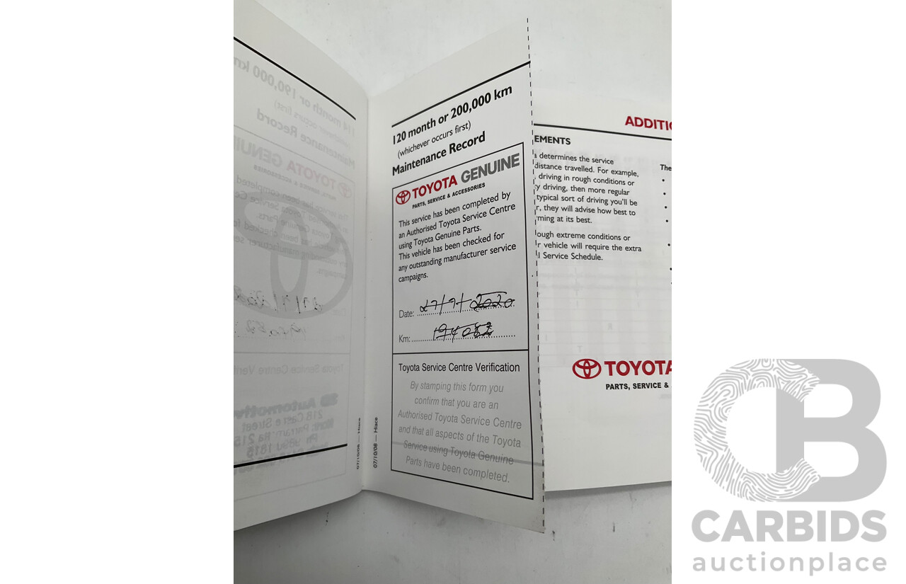 10/2009 Toyota Hiace LWB TRH201R MY07 Upgrade 4d Van White 2.7L